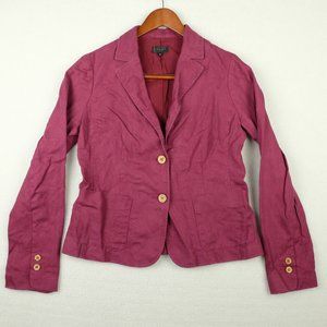 Tobias Womens Blazer Jacket 6 Purple 100% Linen Lightweight Two Button Outdoor